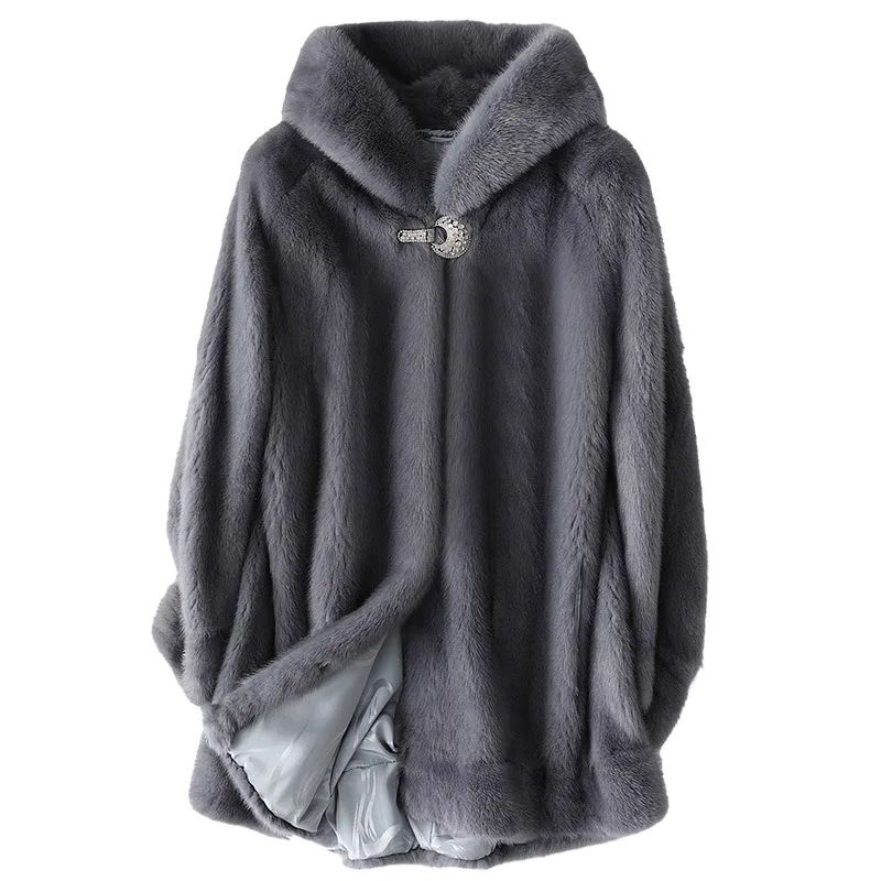 

Winter Fashion Whole Mink Hooded Coats Women Lady 2020 New Genuine Fur Jackets Warmer Outwear Size M L XL XXL