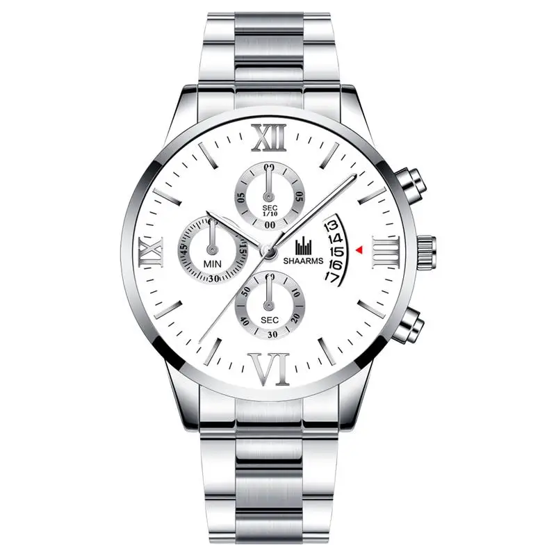 Silver White Модные мужские часы Топ бренд класса люкс кварцевые часы из нержавеющей стали мужские повседневные спортивные наручные часы Relogio Masculino - Цвет: Silver White