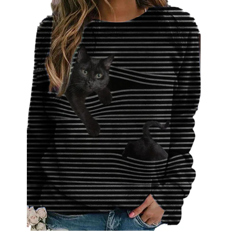 

Женская футболка в полоску, с круглым вырезом и длинным рукавом