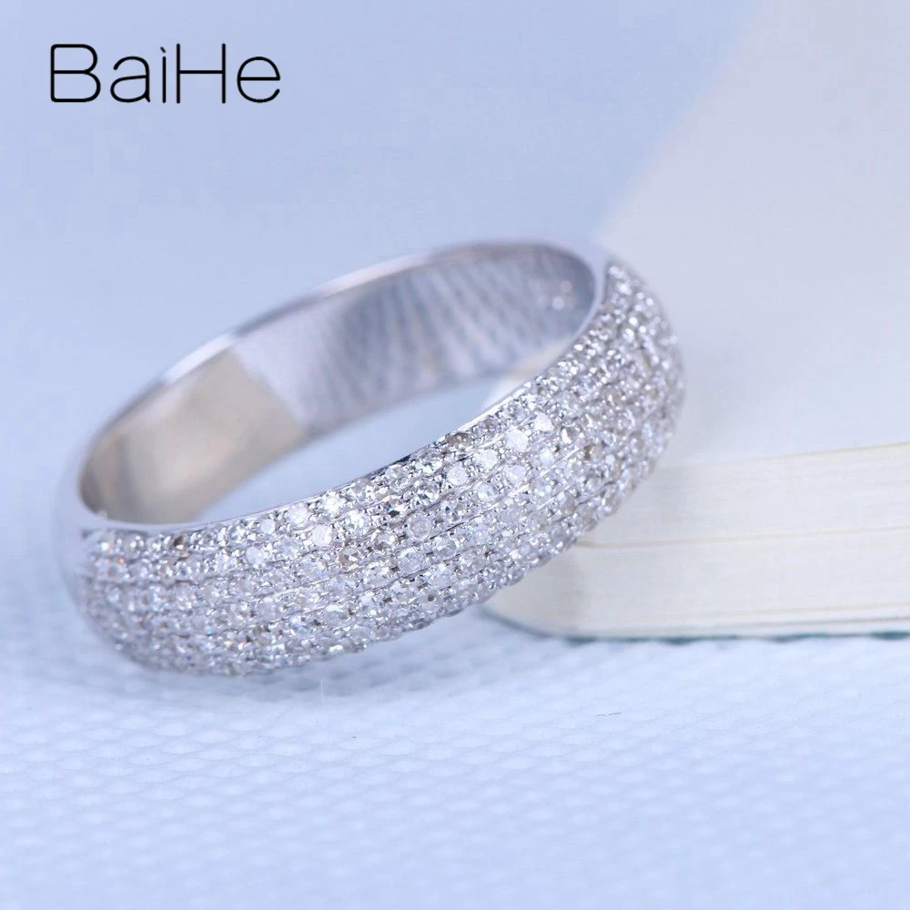 BAIHE, 14 к, белое золото, 0.55CT, сертифицировано H/SI, круглая огранка, натуральные бриллианты, ювелирное изделие, хорошее, свадебное, модное, женское, подарочное кольцо