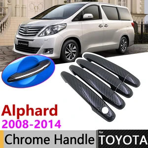 Черная накладка на дверную ручку из углеродного волокна для Toyota Alphard Vellfire AH20 2008  2015 2009 2010 2011 2012 2013 2014, автомобильные аксессуары, набор хромированных стикеров