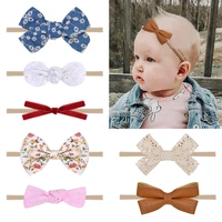 1 set floral bows solid baby headbands dot bowknot elastic cotton hair bands for girls nylon princess turban hair accessories