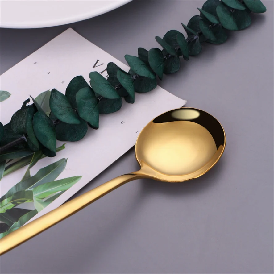 

Gold Stainless Steel Cutlery Set Fork Spoon Knife Set Western Kitchen Dinnerware Dessert Tableware Flatware Golden Dropshipping