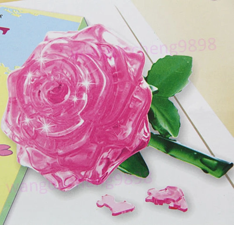 

3D IQ Toy Furnish Gift Crystal Puzzle Jigsaw Model DIY Rose Souptoys Gadget C5AF