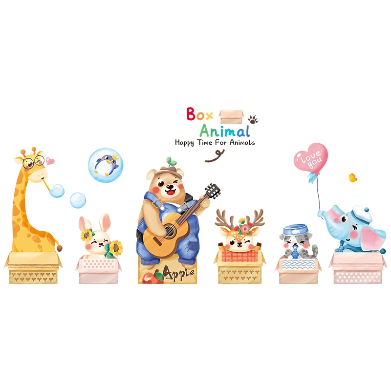

Cartoon Animals Wall Stickers for Kids Rooms Decorations Mural Baby Bedroom Nursery Backdrop Wall Decals Home Decor Wallpaper