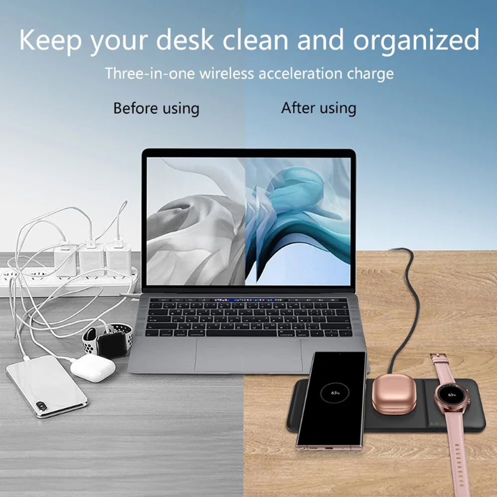 fast wireless charger trio station for galaxy s21 ultra 5g s20 fe s10 s9 s8 note 20 ultra 5g 10 9 buds pro wireless charging pad free global shipping