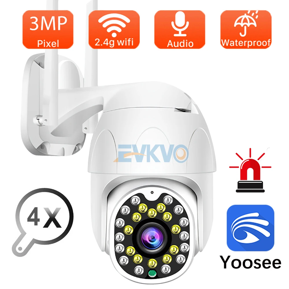 3MP WiFi PTZ Камера на открытом воздухе 1080P IP AI отслеживание движения Скорость купол CCTV