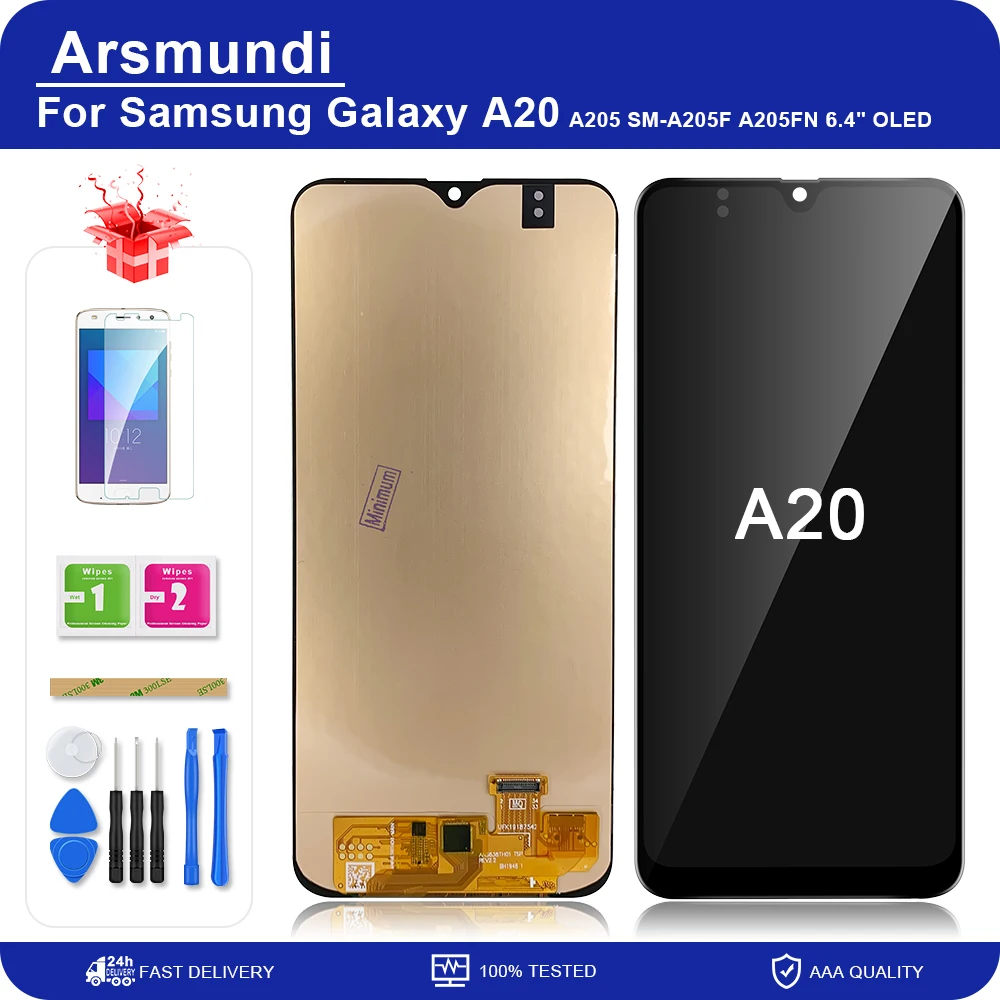 6 4 &quotOLED для Samsung Galaxy A20 A205 SM A205F A205FN ЖК дисплей сенсорный экран дигитайзер в сборе