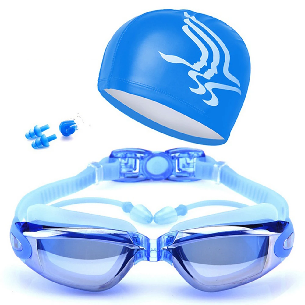 

Unisex High-Definition Waterproof Anti-fog Swimming Goggles Big Box Goggles,Swimming Cap, Earplugs Nose Clip Suit Three Sets
