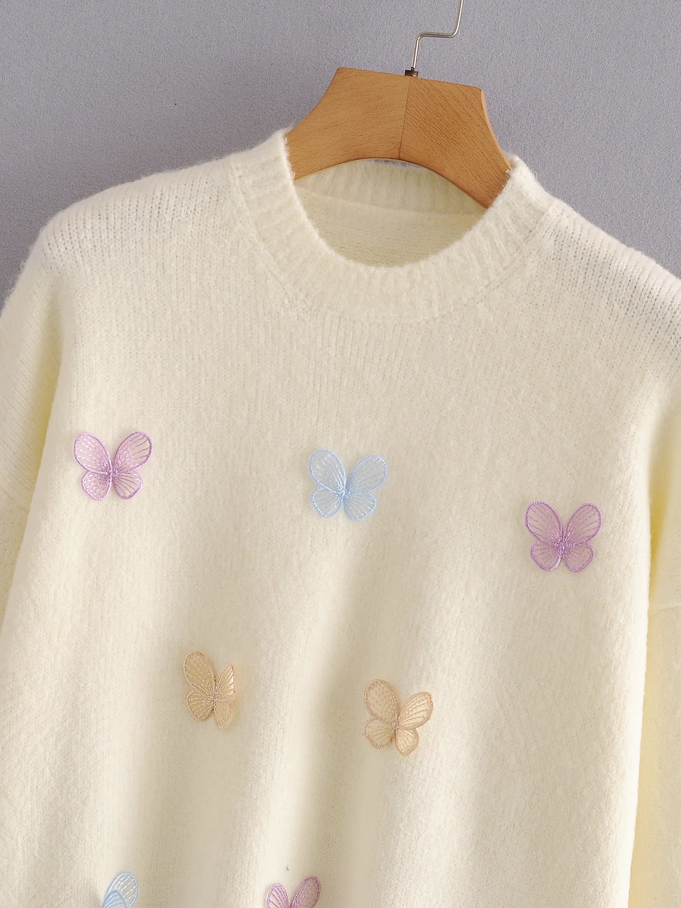 

2020 Butterfly Knitted Women O-neck Sweater Pullovers Spring Autumn Basic Women Sweaters Pullover Slim Fit