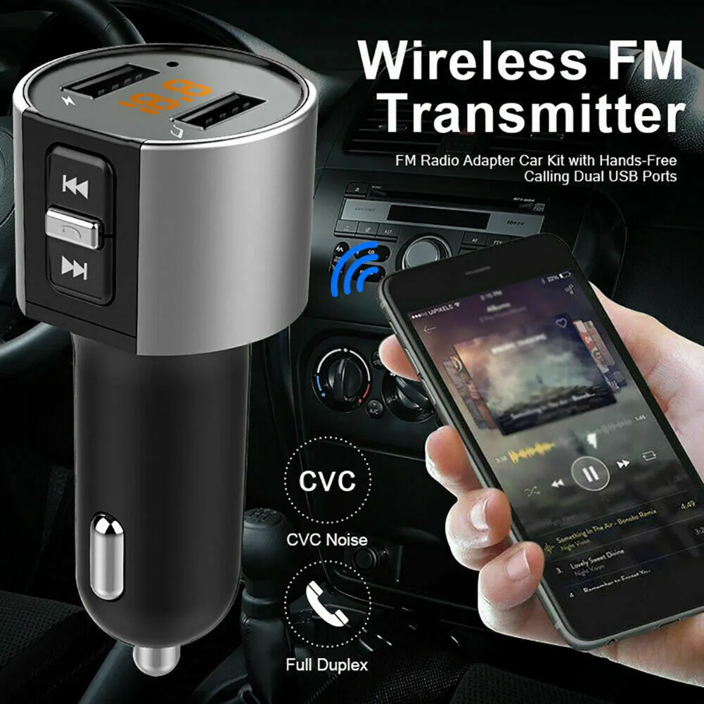 

Bluetooth-модулятор, приемник, беспроводной автомобильный FM-передатчик, mp3-плеер, 2 USB-порта, зарядное устройство, комплект громкой связи, Bluetooth-ад...