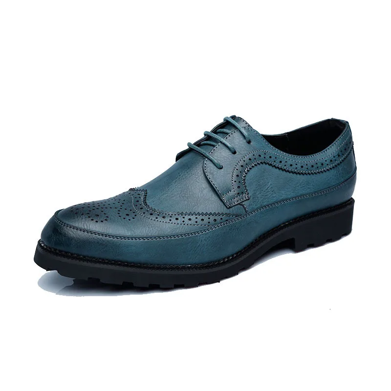 blue 38-48, Мужские модельные туфли, броги, social, элегантные, дизайнерские, официальные, мужские туфли,# XYD8850 - Цвет: blue