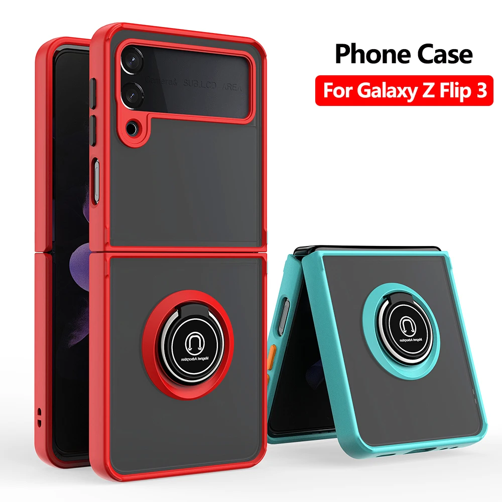 

Матовый ударопрочный чехол для телефона Galaxy Z Flip 3, защитная задняя крышка для Samsung Galaxy Z Flip 3, чехлы с магнитным держателем
