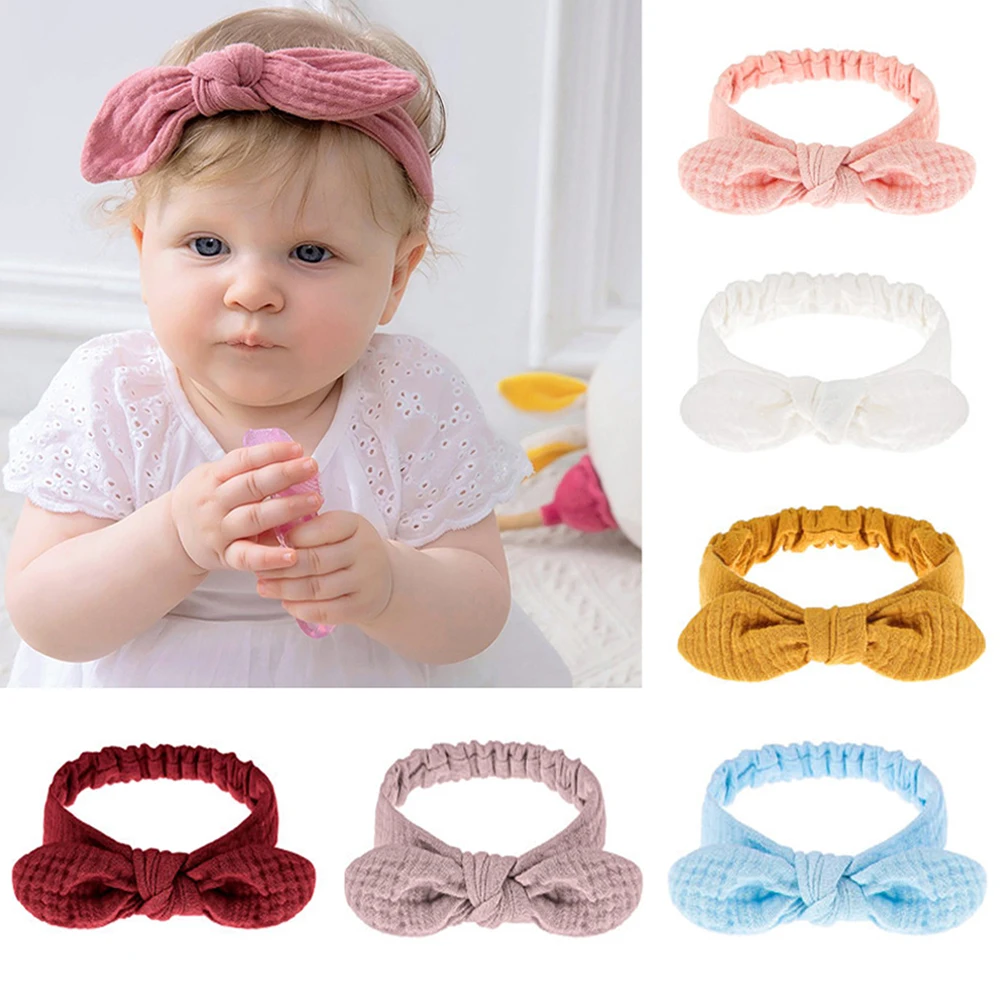 

Повязка на голову для девочек, хлопковая, с кроличьими ушками и бантом, весна-лето