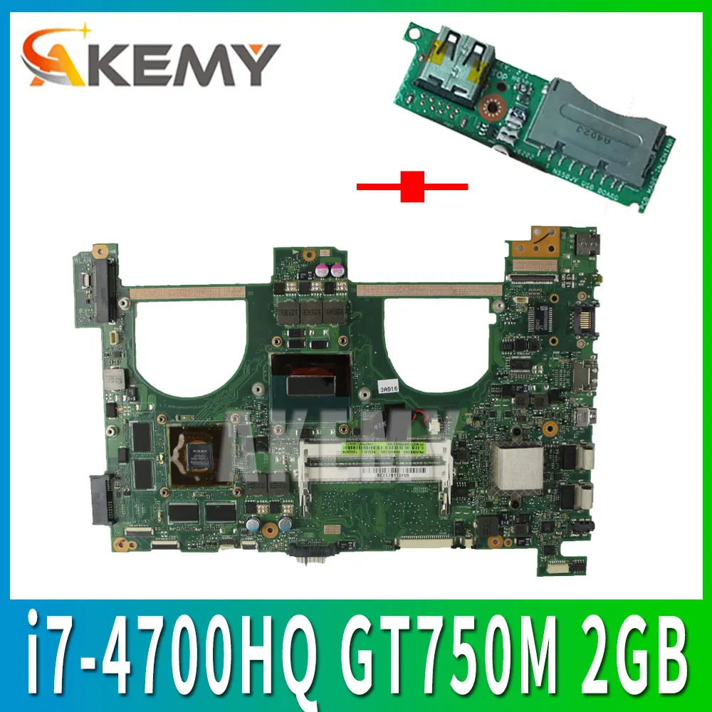 

Send board+with i7-4700HQ GT750M 2GB N550JV Motherbord for ASUS G550JK N550JK N550JV G550JV G550J N550J N550JX laptop Mainboard