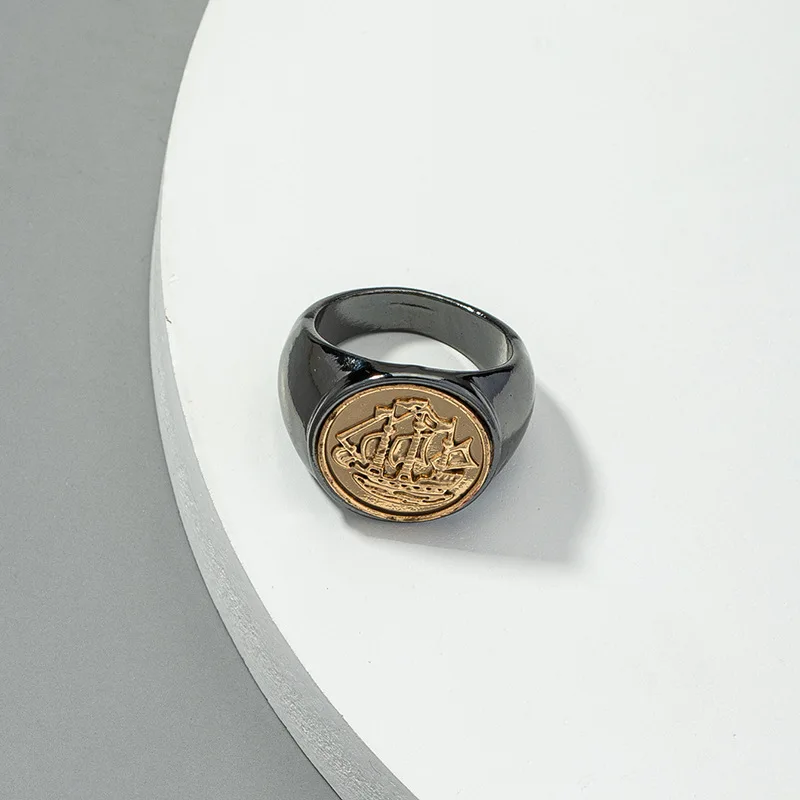 

Vintage Gothic Viking Pirate Sailboat Ship Finger Ring For Men Women Punk Rock Male Gothic Sailor Lucky Amulet Jewelry Gift