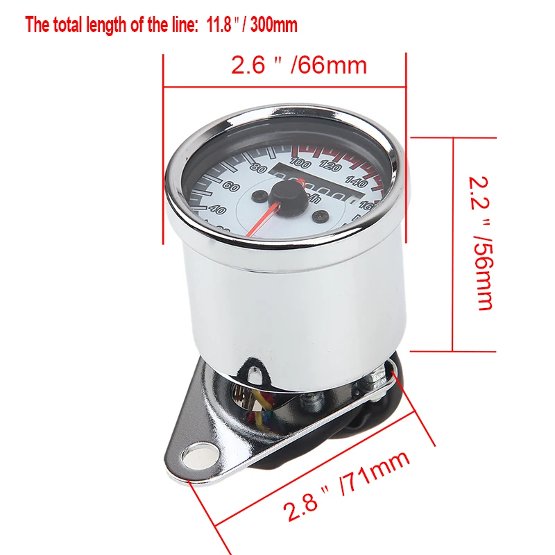 Posbay хром Мотоцикл цифровой одометр Универсальный светодиодный км/ч мотоцикл