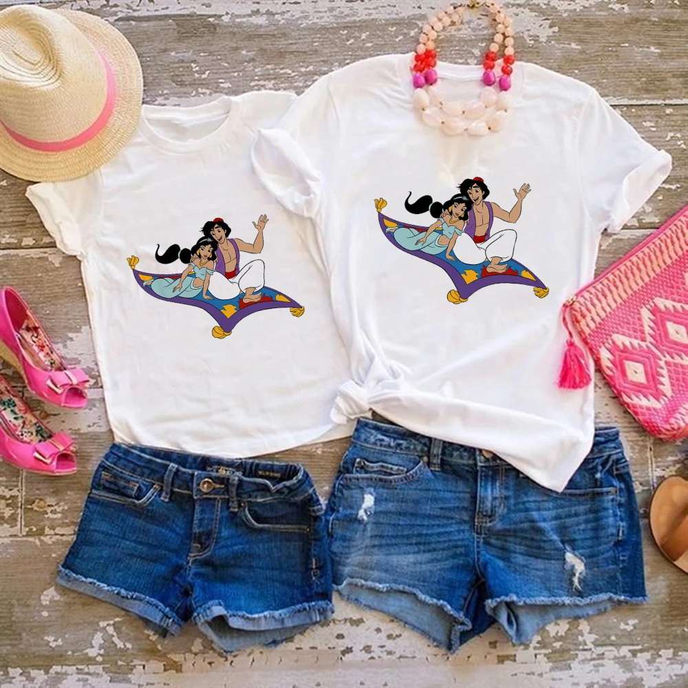 

Disney Summer Women Clothes Mama and Daughter Cartoon T-shirt Summer Casual Soft Baby Kids Tops Family Matching Streetwear
