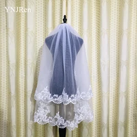 new two layer white ivory short wedding veils lace fingertip long wedding accessories cheap voile bridal veils with comb