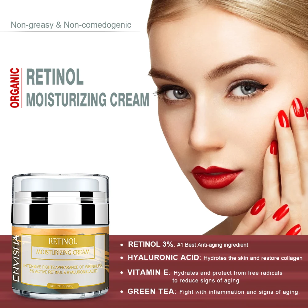 ENVISHA Face Cream Vitamin Retinol Moisturizer Hyaluronic Acid For Face Anti Aging Wrinkle Korean Skin Care Collagen Remove Acne