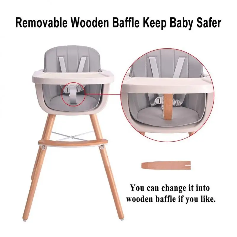 

Muti-function Baby High Chair Unfoldable Dining Table Chair Kids Feeding Wood Chair Comfortable and Safe Children Dining Chair
