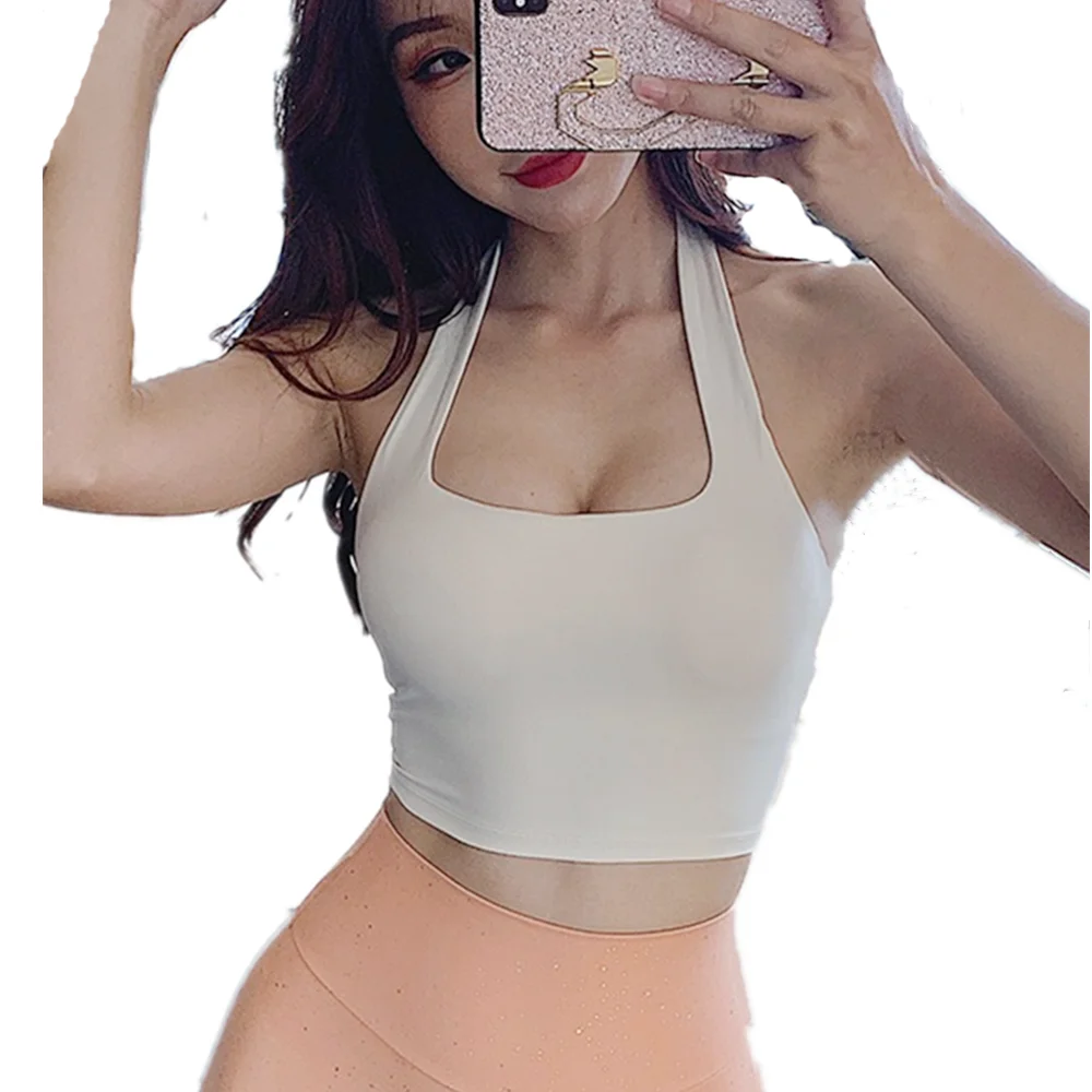 

Yushuhua Halter Sports Underwear Yoga Bra Sexy Back Folds Fitness Vest Shockproof Sports Bra Gym Running Workout Underwear