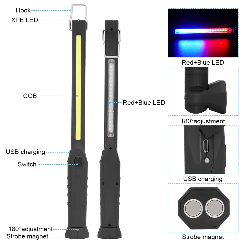 구매 4 팩 충전식 작업 조명 4 조명 모드 다목적 LED 작업 램프 휴대용 자기 무선 검사 빛 야외
