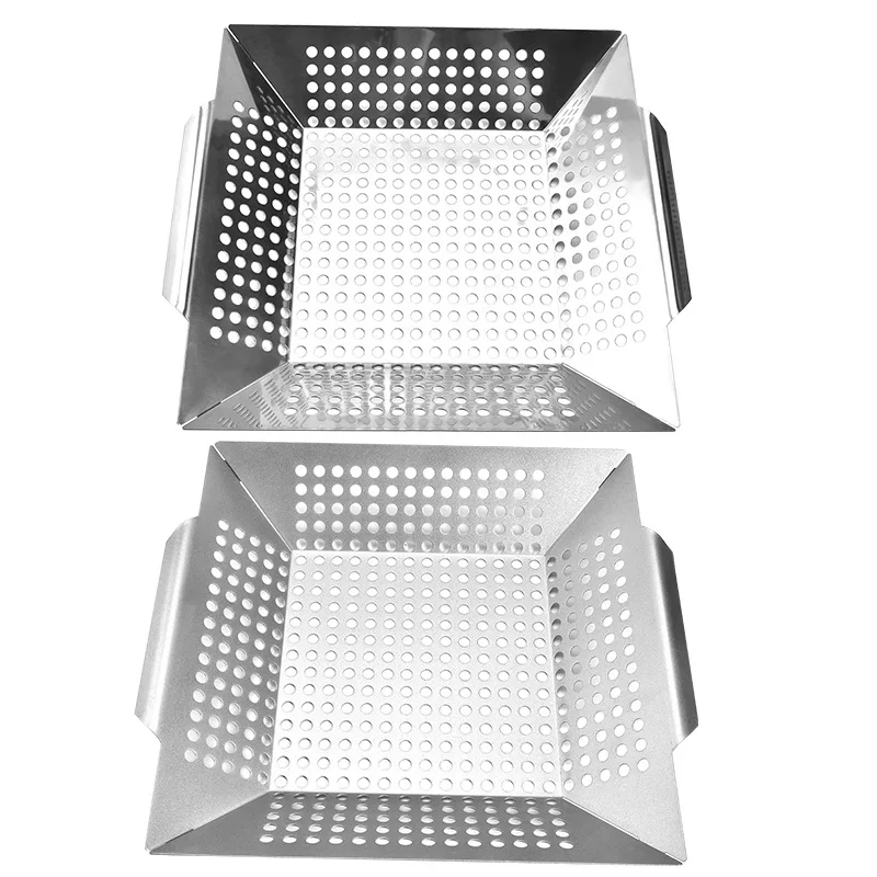 

Stainless Steel BBQ Basket Vegetable BBQ Plate BBQ Leakage Plate Stainless Steel BBQ Net Basket Bbq Accessories