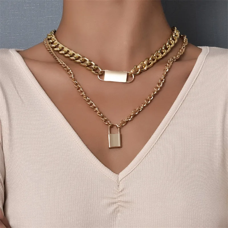 

Creative Temperament Alloy Chain Lock Pendant Necklace Jewelry Accessories 2021