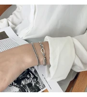 925 sterling silver punk design english letter tag thai silver couple bracelet for women men jewelry