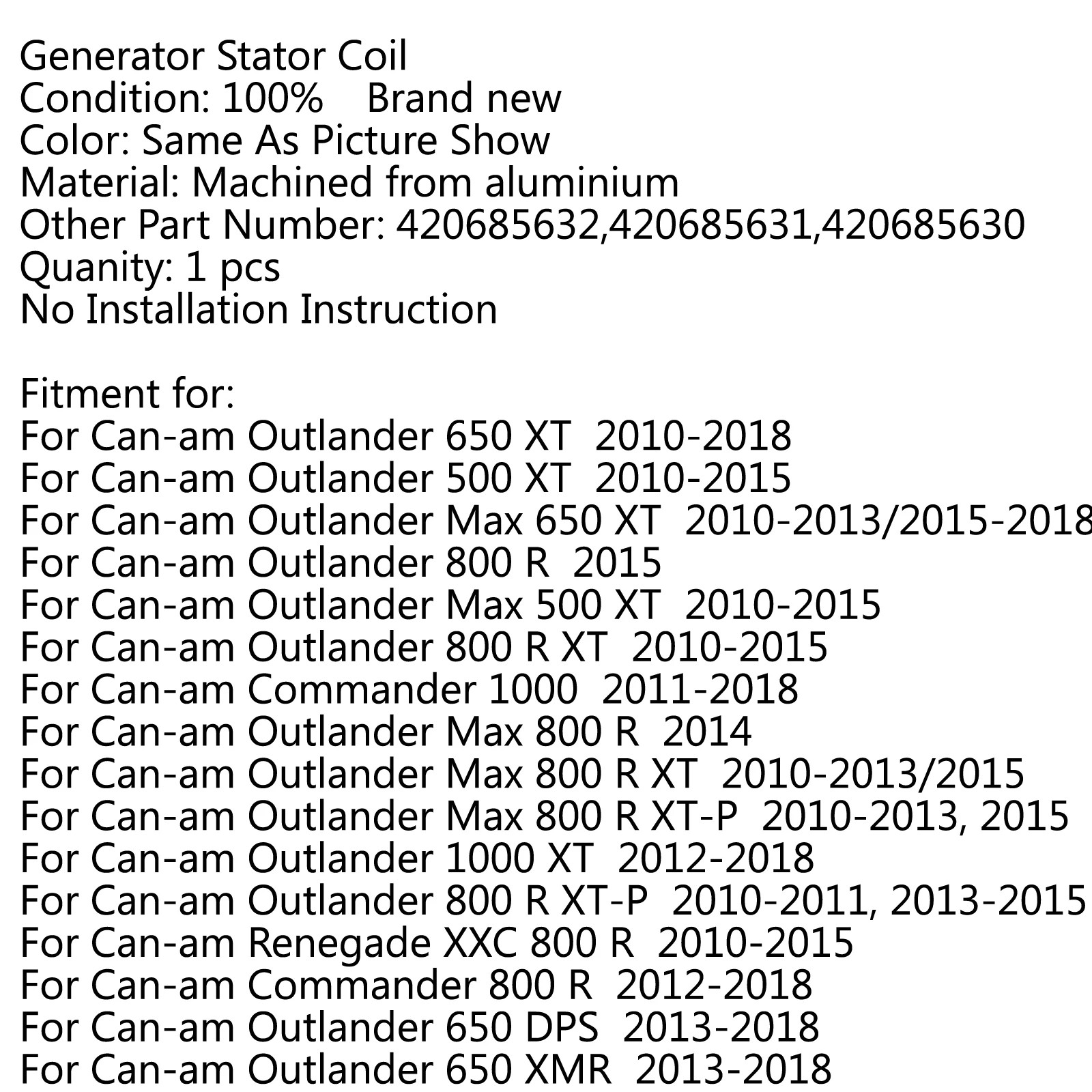 Areyourshop для Can-am Outlander 650 XT 10-18 Commander 1000 генератор Магнето двигатель статор катушка скутер Мотор 420685632
