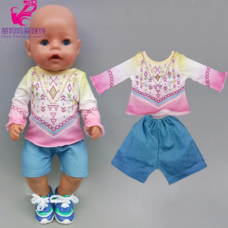 Футболка для куклы 45 см Короткие рваные брюки 18 дюймов Одежда кукол американской