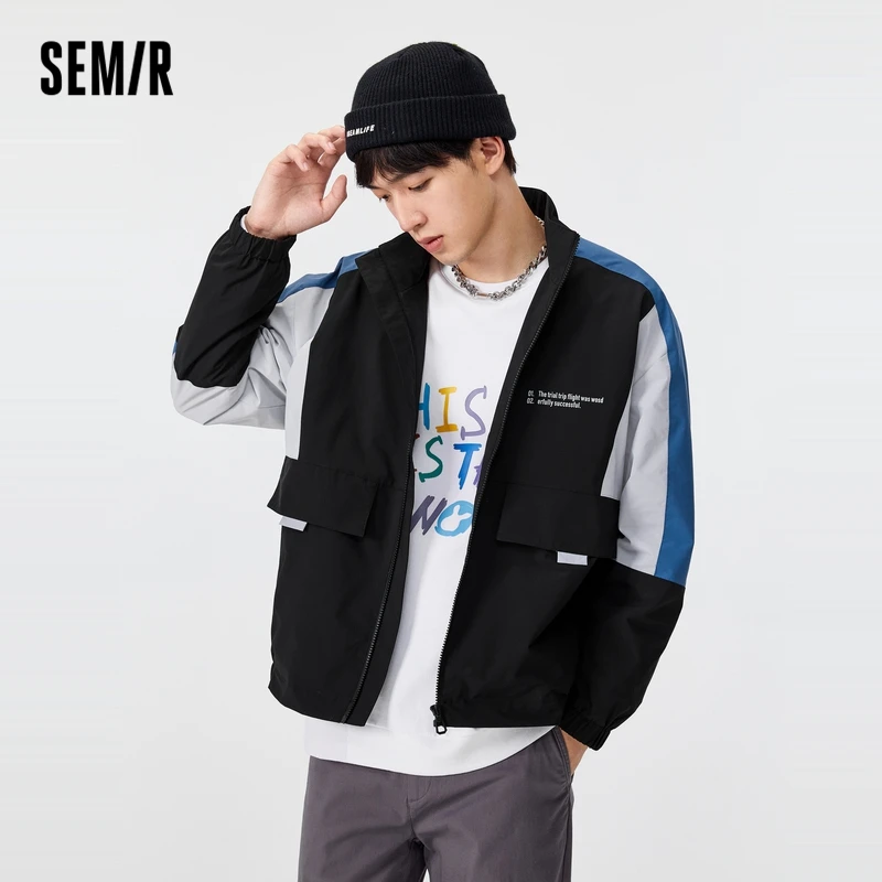 Куртка SEMIR мужская с воротником-стойкой свободный пиджак контрастной расцветки в