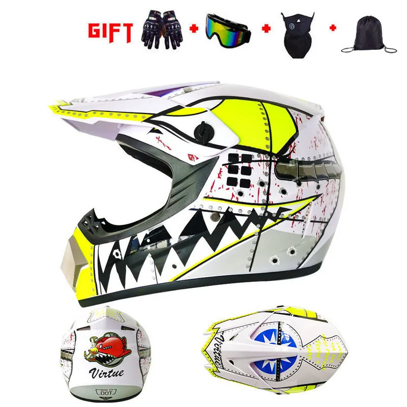 Мотоцикл Шлем детский Мотокросс Casco полный охват шлем 3 шт. подарочный набор Мода