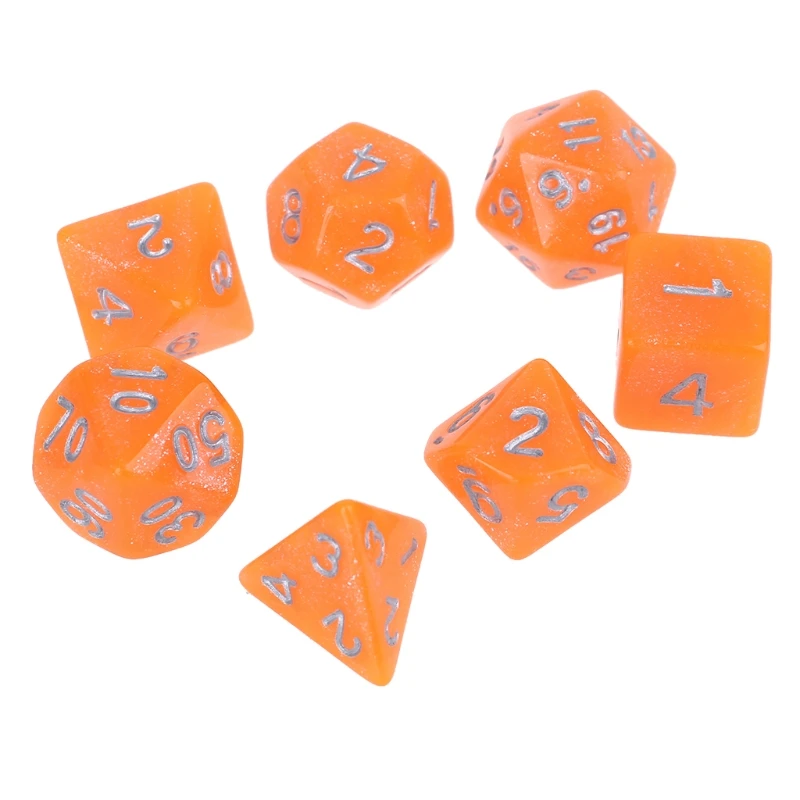 

900D 7pcs D20 Acrylic Polyhedral Dice Glitter Double Colors 20 Sided Dices Table Board Playing Game for Bar Pub Club Party