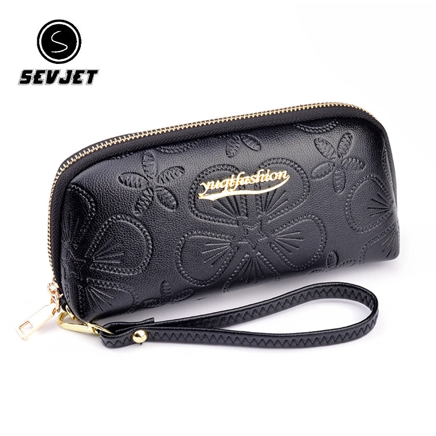 Женский Длинный кошелек с цветочным рисунком бумажник на молнии из