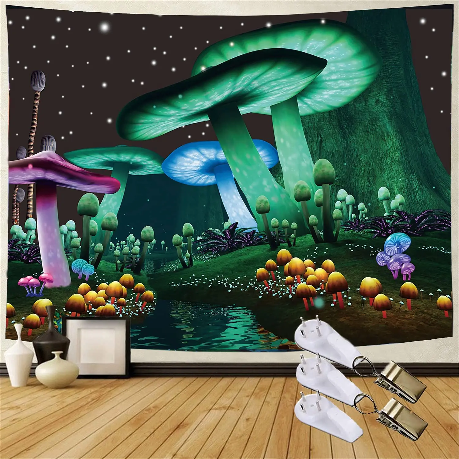 

Psychedelic Mushroom Tapestry Forest Nature Tapestry Fantasy Plant Tapestry，Wall Hanging for Home Decor