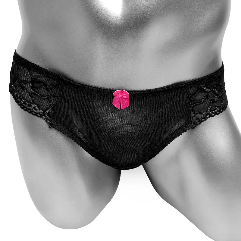 koronkowe majtki przezroczyste dla sissy seksowna bielizna gejowska męska krótka wąska niski wzrost bikini kalesony