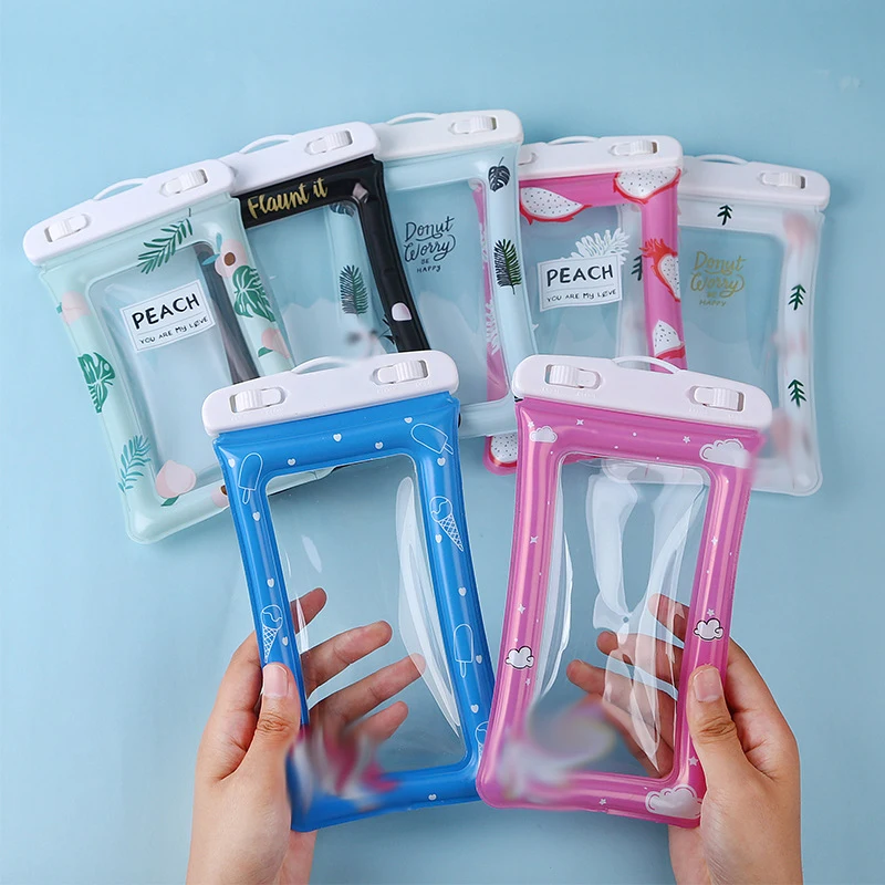 

Floating Airbag Inflatable Mobile Phone Waterproof Bag Transparent Swimming Hanging Neck Touch Screen Mobile Phone Bag Organizer
