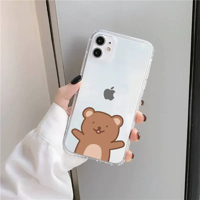 

Cartoon Bear cute Phone Case Transparent for iPhone 11 12 mini pro XS MAX 8 7 6 6S Plus X 5S SE 2020 XR