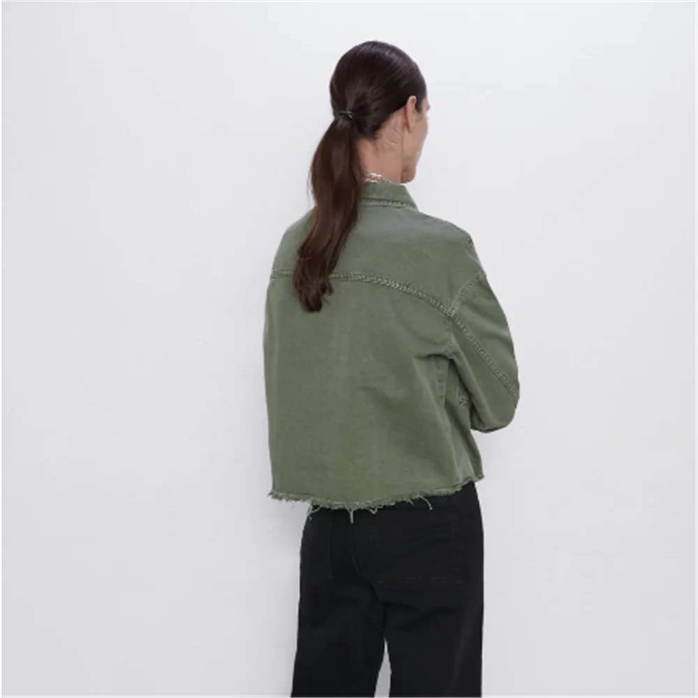 2019 ZA Женская куртка модная Новая Осенняя с карманами богемная отворотом длинным