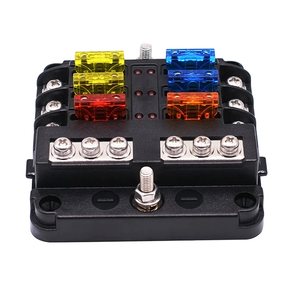 6 Way Blade Terminal Fuse Box Holder with LED Light Kit for Car Boat Marine Trike Automotive 32V Auto 1 In Out | Автомобили и