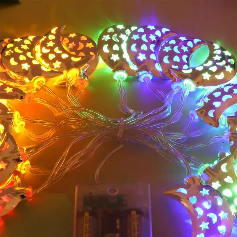 

Moon Shaped Muslim Eid String Lights 3 Meters 20LEDs Party Lights Decor For Festival Party White Always Bright Flashing Modes