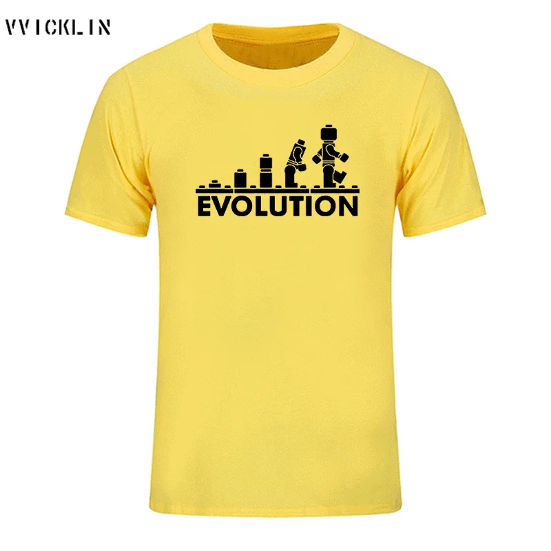 Летние робот Эволюция футболка забавная Футболка с принтом модные хлопковые
