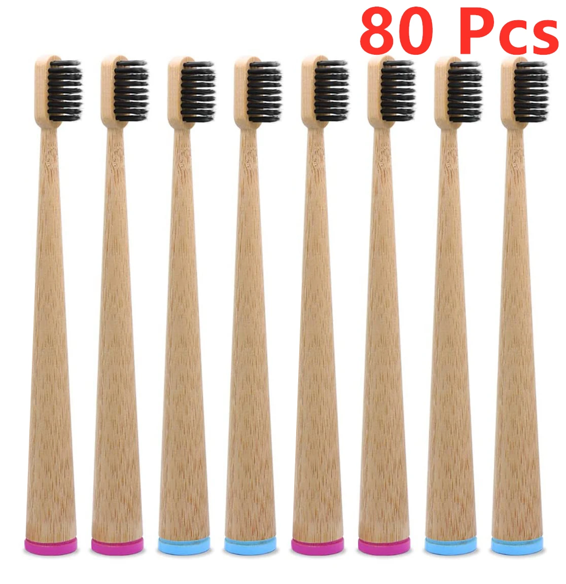 80 Pcs Stand Up Biodegradable Bamboo toothbrushes Hard Wearing, Soft/Medium Plant bristles Plastic Free Toothbrush All Natural