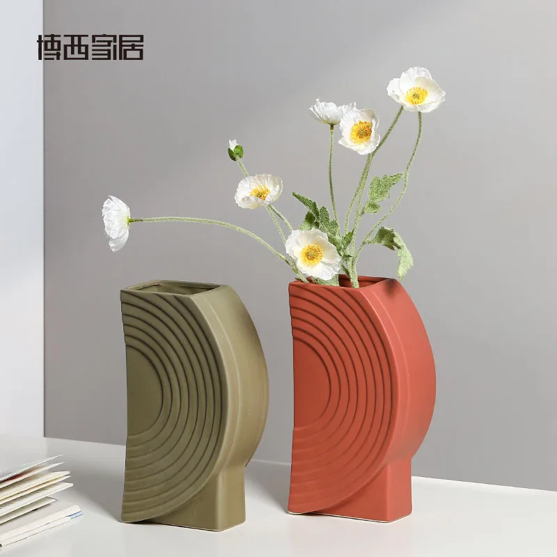 

Creative Ceramic Vase Plant Garden Antique Minimalist Decor Nordic Vase Rustic Florero Bathroom Decoration Accessories BI50VS