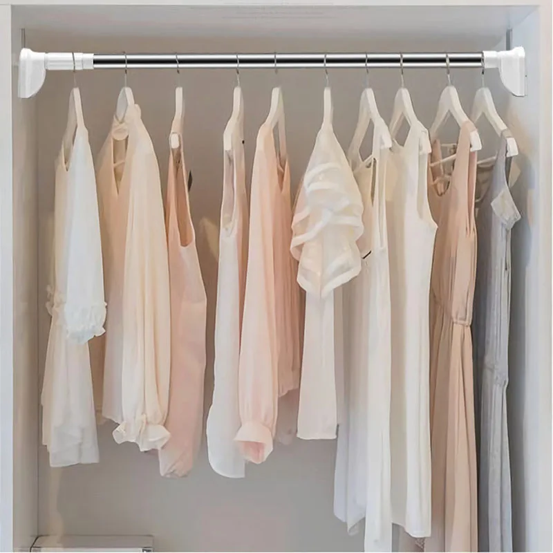Retractable Stainless Steel Curtain Hanger Rod Bracket Clothesline Pole Drape Shower Clothes | Дом и сад