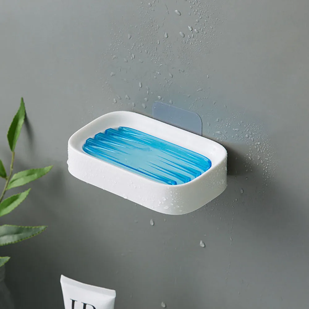 blue 1 шт., двухслойная Коробка для мыла, подставка под тарелки, ванная комната, дренаж для мыла, держатель, аксессуары для ванной комнаты, настенный подвес - Цвет: blue