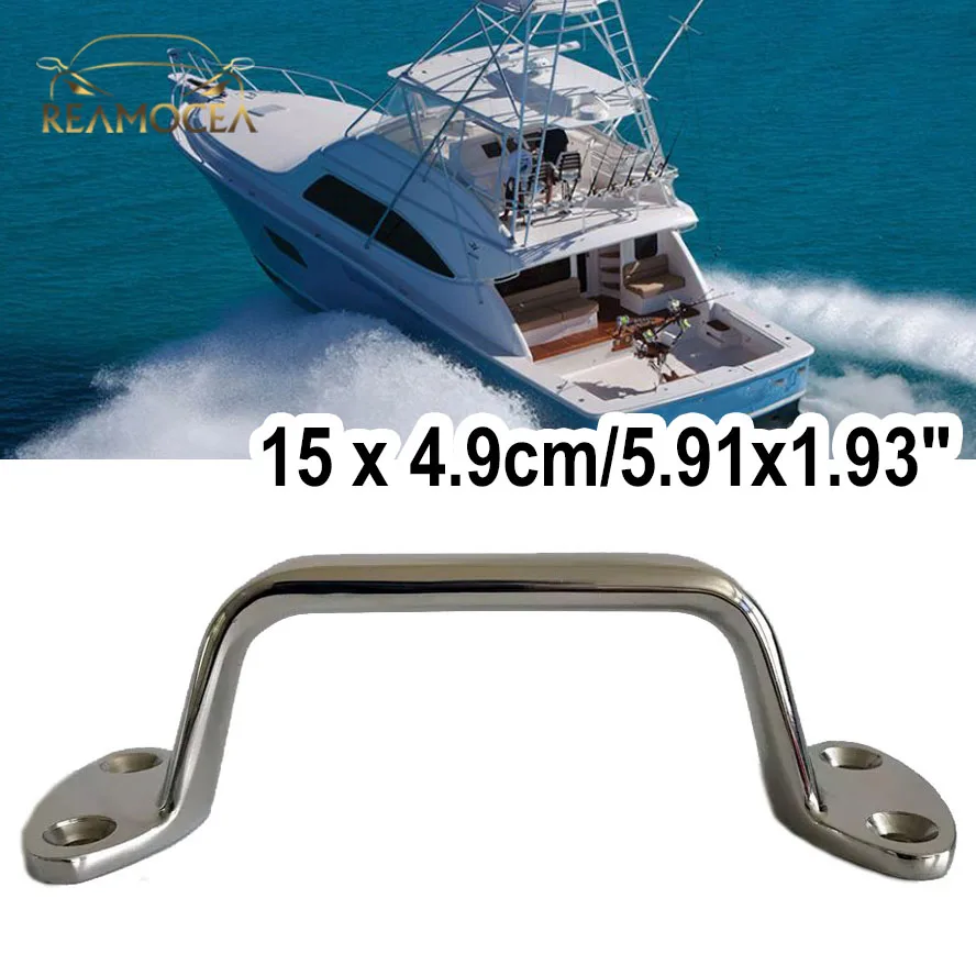 

Reamocea 1x 15cm 316 Stainless Steel Marine Boat Handrail Pull Replacement Large Cleat Door Grab Handle Bimini Top Accessories