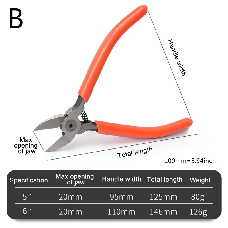 

T8NA Electric Wire Cable Cutter Shears Nipper Hand Repair Tool Cutting Diagonal Side Snips Sharp Pliers